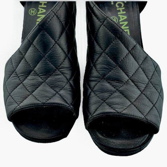 CHANEL Quilted Leather Peep Toe D'Orsay Stiletto Pumps (EU 38) - Picture 10 of 14